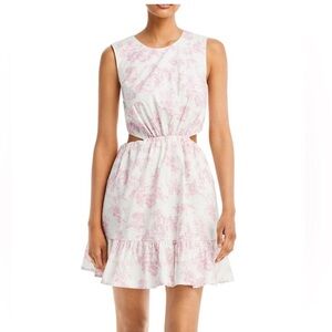 WAYF PINK AND WHITE TOILE CUT OUT DRESS